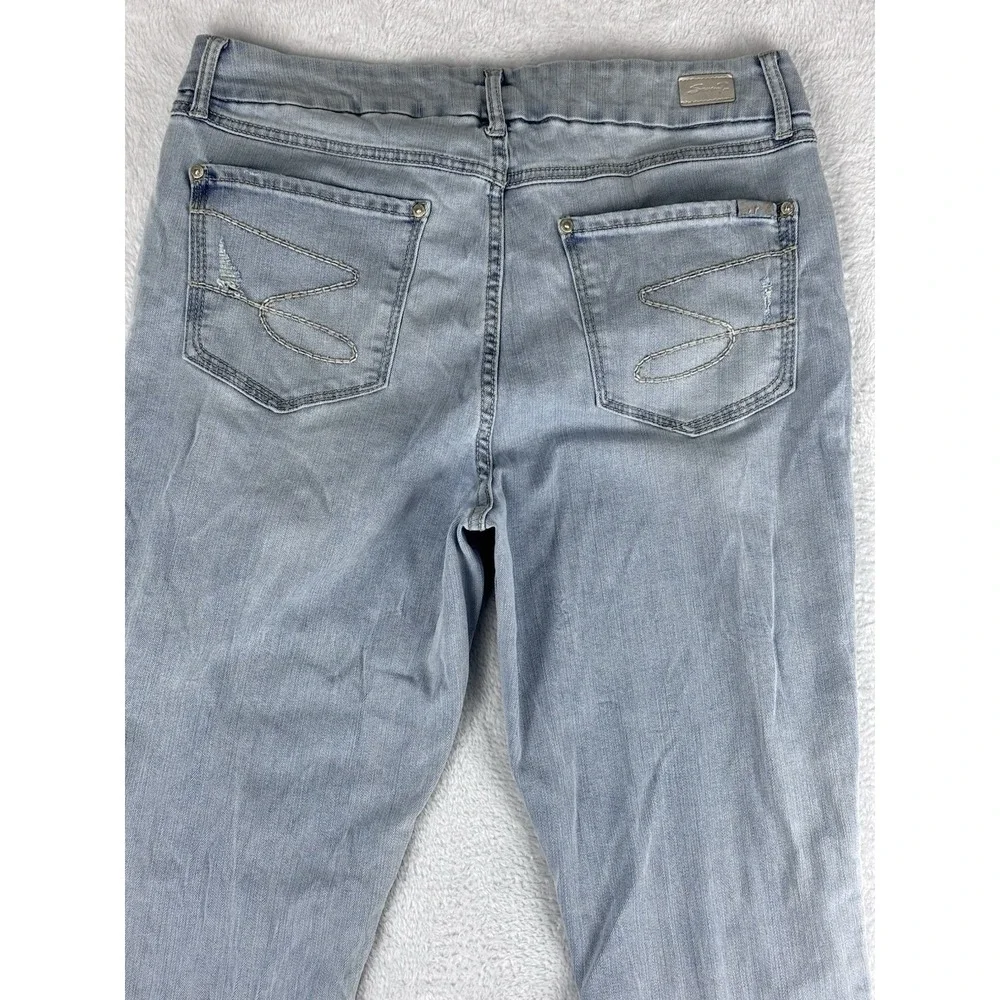 Seven 7‎ Jeans Womens Blue Tummyless High Rise Skinny Distressed Jeans Size 14